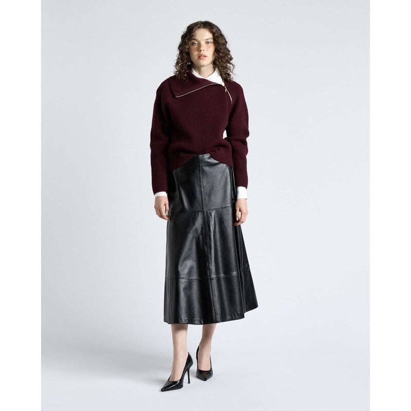 Cue Merino Bias Zip Neck Knit image number 7